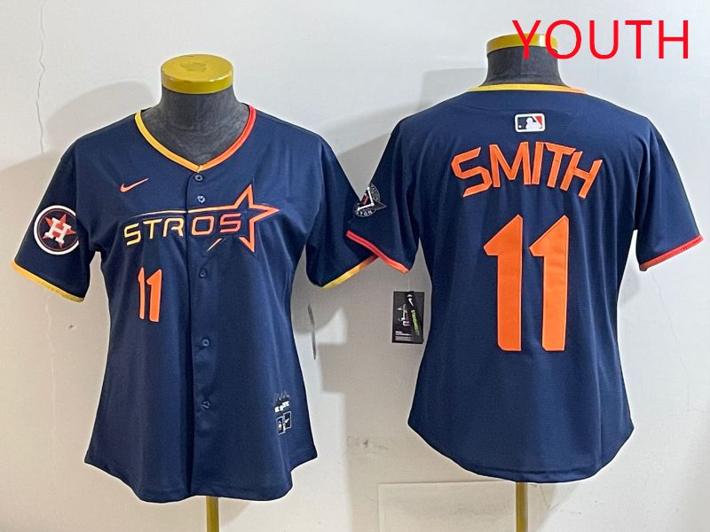 Youth Houston Astros #11 Smith Blue three generations Joint Name Nike 2025 MLB Jersey style 8